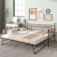 thumbnail image 3 of Kuurfuurdo Twin Daybed with Trundle-Metal daybed with pop up trundle for Adults Black - Twin, 3 of 5