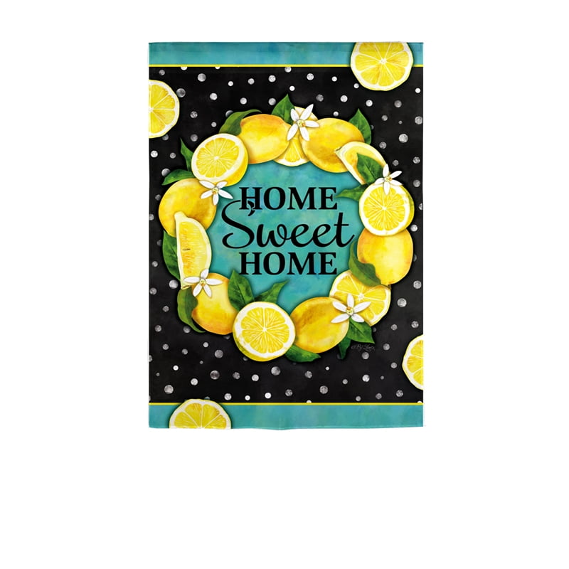 Home Sweet Home Lemon Wreath Garden Suede Flag 