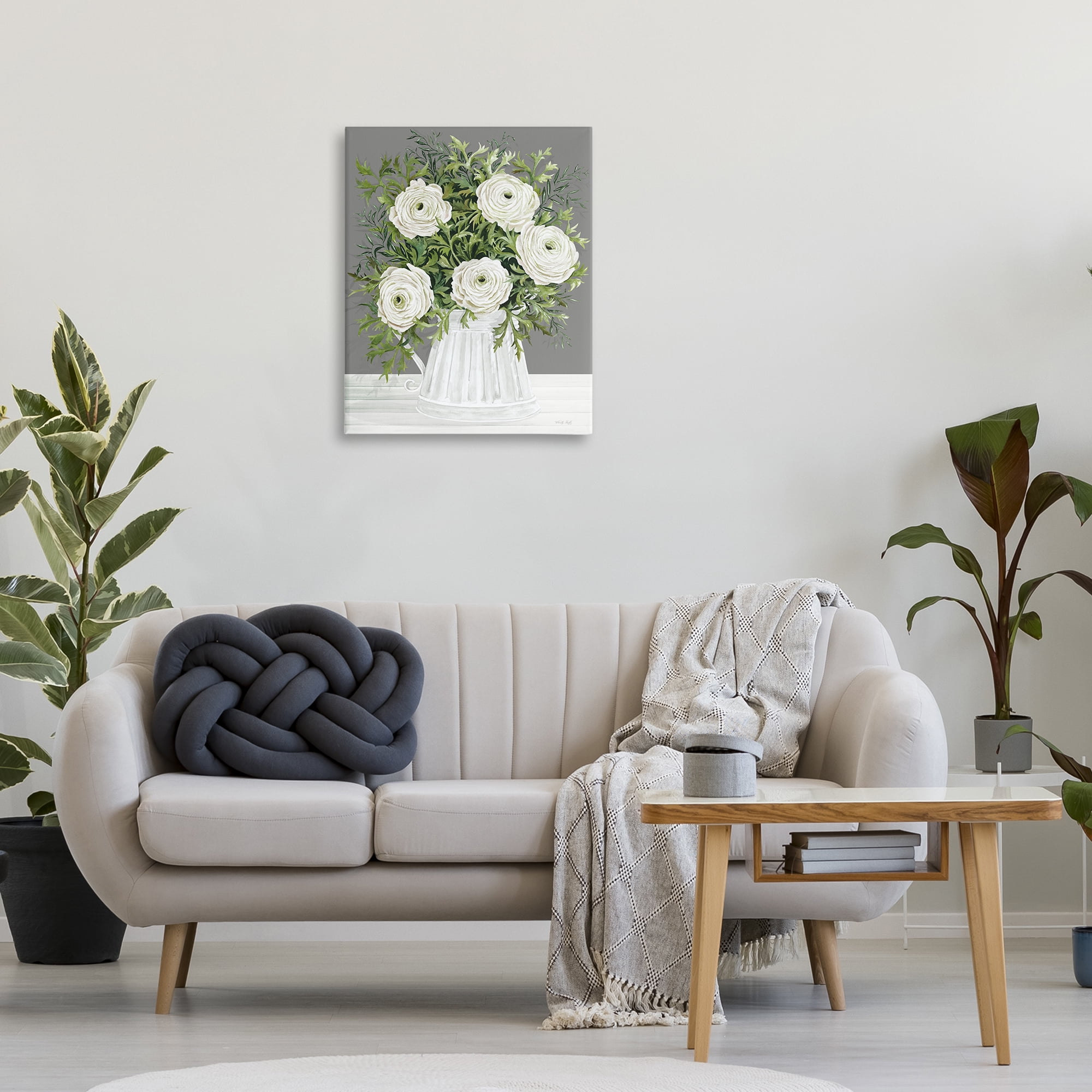 Stupell Industries Peonies in Country Vase Botanical & Floral Painting Gallery Wrapped Canvas Art Print Wall Art, 24 x 30