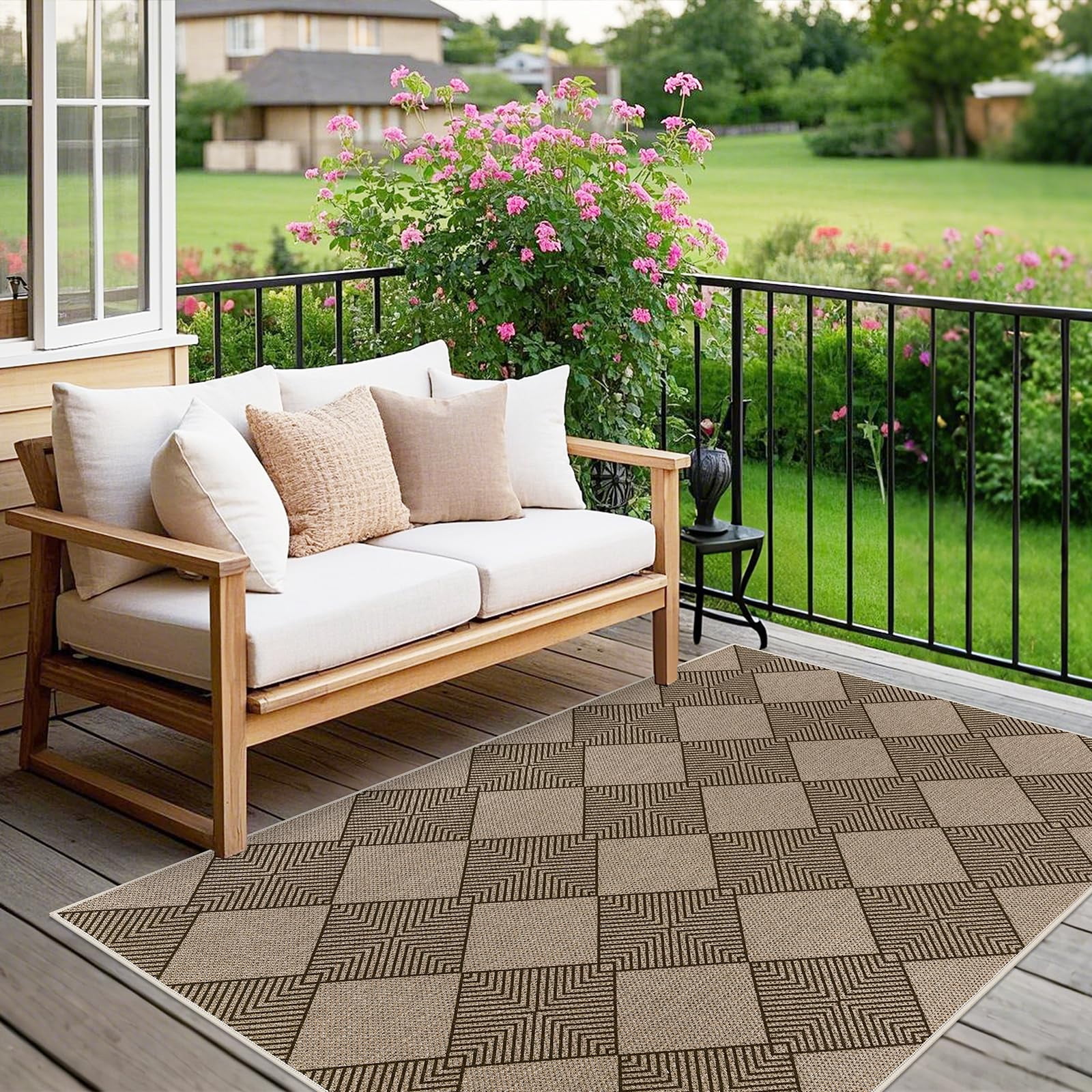 Findosom 3'x5' Jute Washable Runner Rug Non Slip Natural Woven Texture Floor Carpet Farmhouse Rug for Living Room,Bedroom,Kitchen,Entryway,Indoor,Patio Area Rug,Stain Resistant Rustic Rugs,Brown