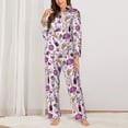 thumbnail image 2 of Fotbe Wine Conjunto de Pijama de Manga Larga para Mujer con Estampado, Ropa de Dormir de 2 Piezas, Conjunto de Casa Suave y Cómodo con Bolsillos-Large, 2 of 7