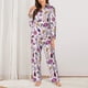thumbnail image 2 of Balery Wine Conjunto de Pijama con Estampado para Mujer, Conjunto de Dos Piezas con Manga Larga, Ropa de Dormir Suave con Bolsillos, Pijamas Cómodos-Large, 2 of 7