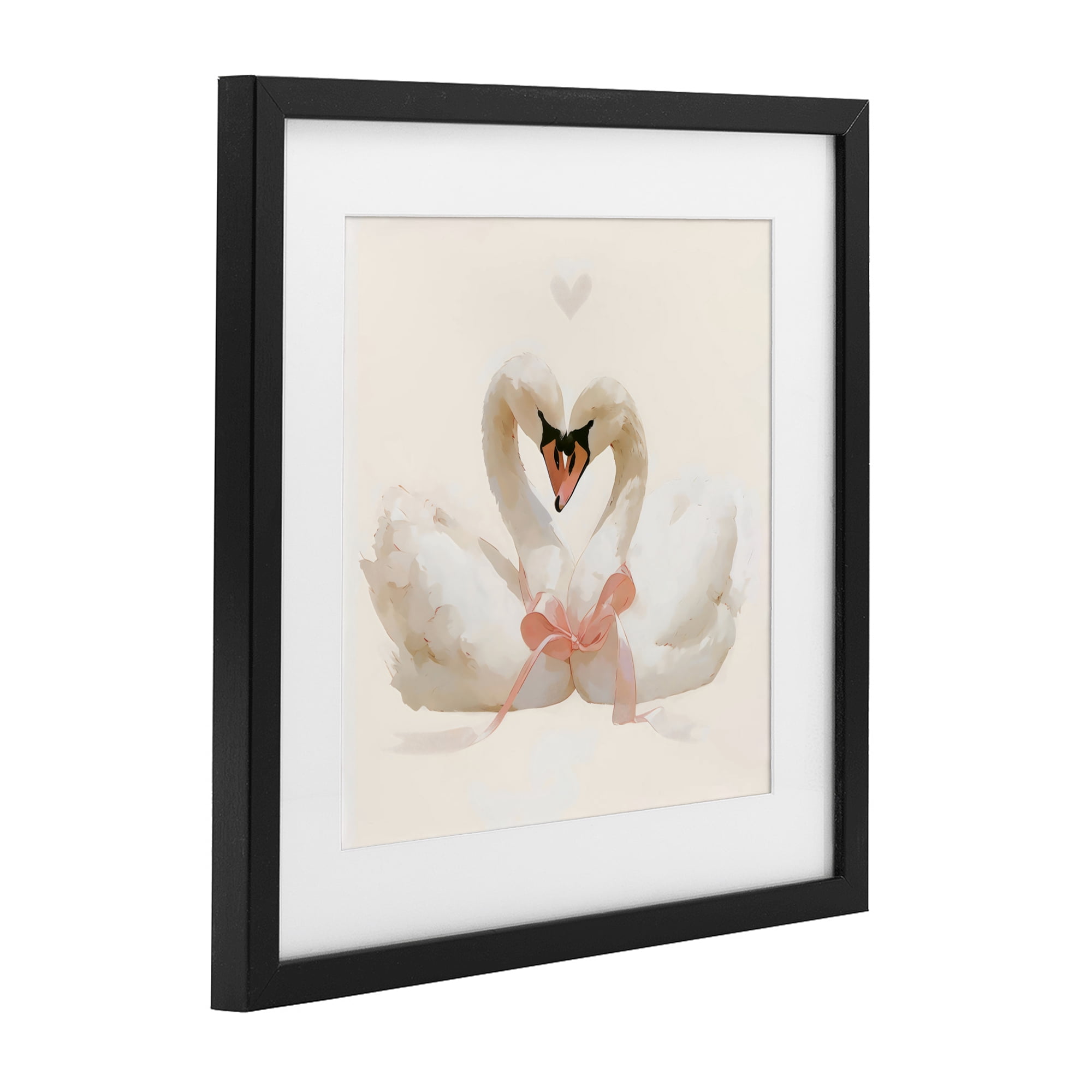 Stupell Industries Swan Pair with Bow Black Framed Print Under Glass, design by Creative Studio