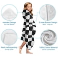 thumbnail image 7 of Black and White Wavy Checkerboard Pattern Hooded Bath Towel，60"x35" for Ages 3 To 12 Kids, Quick Dry Lightweight Soft Microfiber Hood Beach Towel Cover Up for Kids, 7 of 7