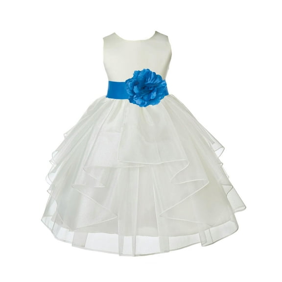 Ekidsbridal Ivory Malibu Shimmering Organza Flower Girl Dresses for Toddlers Junior Bridesmaid Beauty Pageant Christening Gown 4613S S
