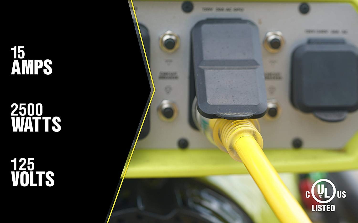 Southwire 50 Ft 20 Amp Weather Resistant Electrical Extension Cord, Yellow