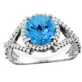 thumbnail image 1 of 10K White Gold Genuine Blue Topaz Ring Halo Round 8mm Diamond Accent size 9.5, 1 of 4