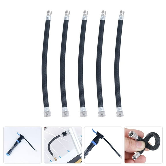 5Pcs Bike Pump Accessories Practical Bike Air Cylinder Extension Tube (Black)