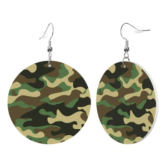 Camouflage Dangle Round Lightweight Drop Circle Earrings For Women