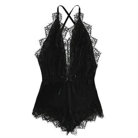 

Lingerie For Women Plus Size Fashion Women Silk Kimono Siamese Lace Lingerie Nightwear Bodysuit