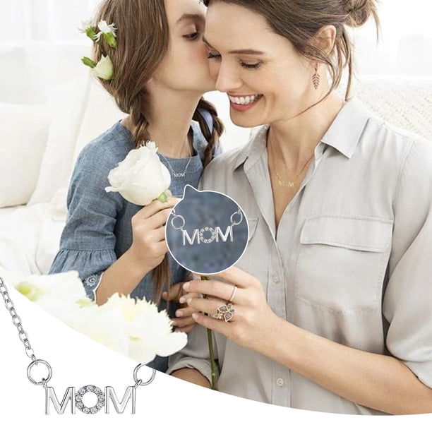 Collares y colgantes chapados en oro/plata para el Día de la Madre. Collar con la palabra "MAMÁ". Collar para mujer. Regalos para niñas en el Día de la Madre. Decoraciones para collares.