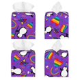 thumbnail image 2 of Gukieu Rainbow Lgbt Penguin Print Leather Tissue Box, PVC Waterproof Velcro Opening and Closing Square Tissue Box Holder, Suitable for Home and Office Decoration, 2 of 7