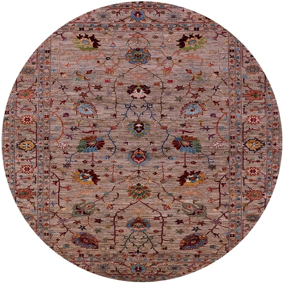 Ahgly Company Machine Washable Indoor Round Industrial Modern Red Brown Area Rugs, 7' Round