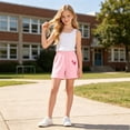 thumbnail image 2 of Girls Summer Casual Shorts Elastic Waist Cartoon Heart Rabbit Floral Print Bermuda Shorts Soft Knit Lightweight Kids Sports Shorts(Pink2,3-4 Years), 2 of 6