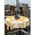 thumbnail image 3 of Outdoor Tablecloth with Umbrella Hole Zipper Monstera Foliage Round Tablecloth 54" Waterproof Outside Table Cloth Retro Rustic Botanical Summer Yellow Patio Table Cover Tablecloths for Picnic Party, 3 of 8
