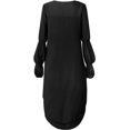 thumbnail image 4 of Femmes en Vrac Lotus Feuille Cocktail Col Rond Volant Manches Irrégulières Haut Bas Maxi Robe, 4 of 5