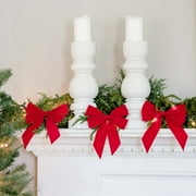 Holiday Time X-Large Velvet Bow Hanging Christmas Decoration Red Acrylic Bow, 15" x 2"