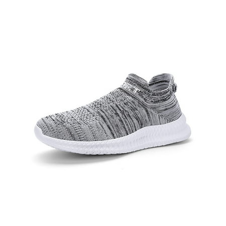 

Gomelly Mens Walking Shoes Knit Upper Running Shoe Sport Sock Sneakers Breathable Flats Outdoor Sneaker Gray 9.5