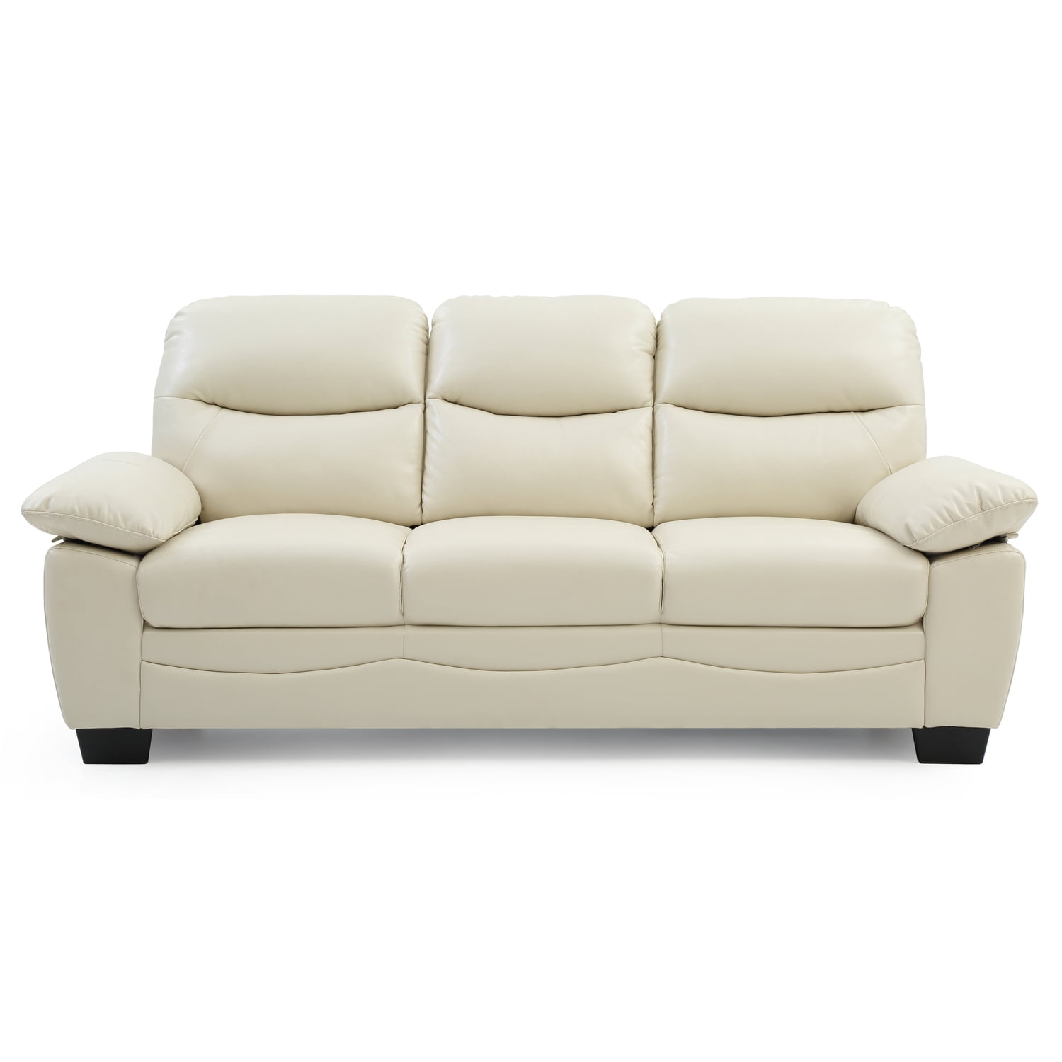 Glory Furniture Marta Faux Leather Sofa in Pearl