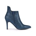 thumbnail image 3 of BLISSFUL STEP Women's Glitter Pointed Toe Stiletto Heel Cutout Ankle Boots Navy Blue 7, 3 of 6