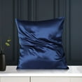 thumbnail image 2 of PiccoCasa 1 Pc 19 Momme Silk Pillowcase with Hidden Zipper Non-Standard Navy Blue 16" x 16", 2 of 7