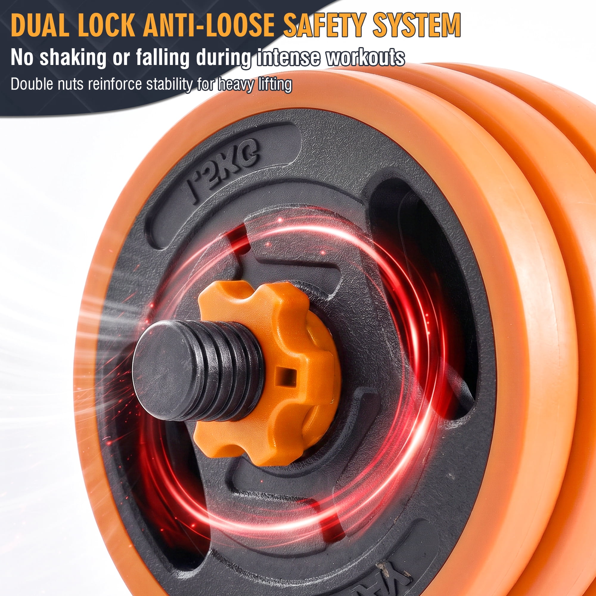 Leumius Adjustable Dumbbell Set,66LBS 4-in-1 Adjustable Weights Dumbbells, Barbell, Kettlebells with Anti-slip Silicone Grip,Weight Set for Home Gym Suit both Men and Women,Orange