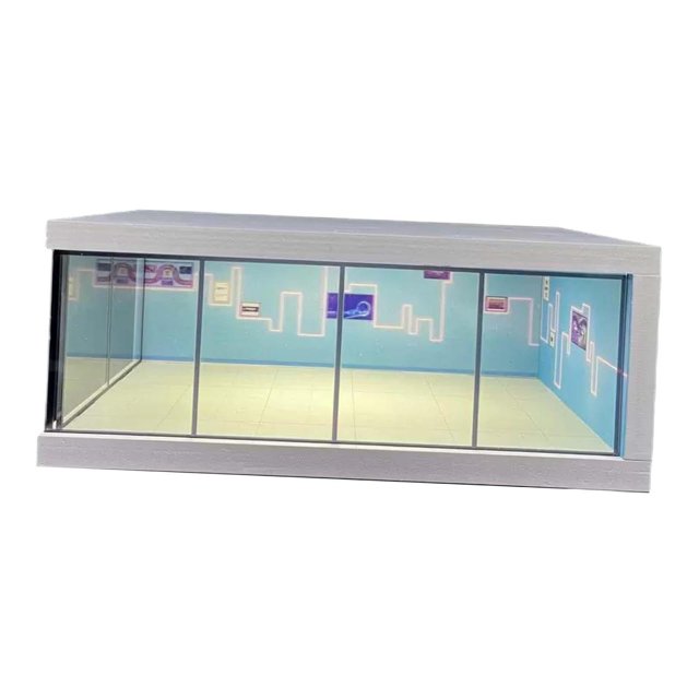 Milaget 1:64 Parking Lot LED Display Case Collectibles for Model Cars Action Figures