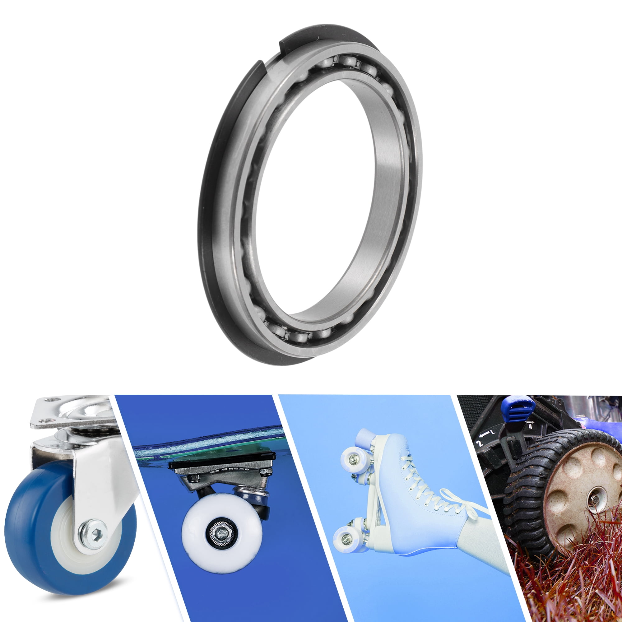 Unique Bargains 6811NR Deep Groove Ball Bearings 55x72x9mm P4 Open Type Lubricated Bearings 1 Pc Car Scooter Skateboard Wheel Universal Silver Tone
