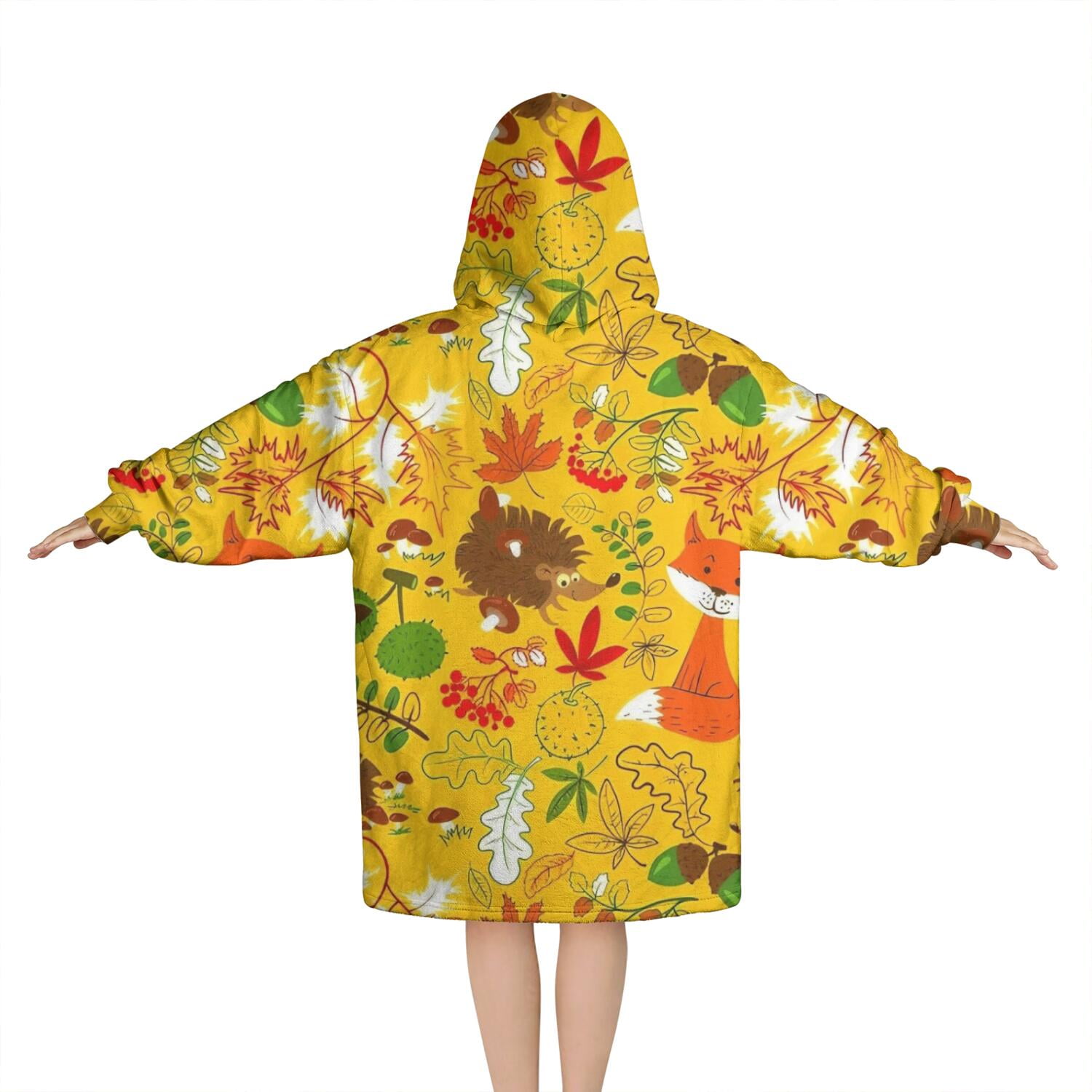 Cute Hedgehogs Animals Pattern Blanket Hoodies for Kids 6-13YR Oversize Wearable Blanket Hoodies for Boys Girls Teens
