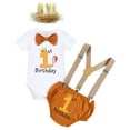 thumbnail image 3 of IBTOM CASTLE Infant Baby Boys Wild One First Birthday Outfit Bowtie Romper+Suspenders+Pants+Headband Cake Smash Clothes Set, 4-Piece, 3 of 11