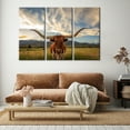 thumbnail image 3 of TISHIRON 3PCS Framed Canvas Wall Art Set,36"x24" Longhorn Steer in Rural Canvas Art Decor, 3 of 6