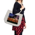 thumbnail image 2 of Tropical Shopping Bag, Exotic Palm Trees Pattern with Beach and Ocean Sunset in Hawaii Summer Season, Eco-Friendly Reusable Bag for Groceries Beach and More, 15.5" X 14.5", Cream, by Ambesonne, 2 of 2