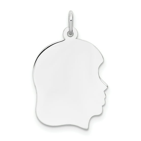 Beautiful 14k White Plain Medium.027 Depth Facing Right Engravable Girl Charm