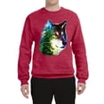 thumbnail image 2 of Earth Wolf Trees Mountains Nature Animal Lover Unisex Crewneck Graphic Sweatshirt, Vintage Heather Red, Small, 2 of 3
