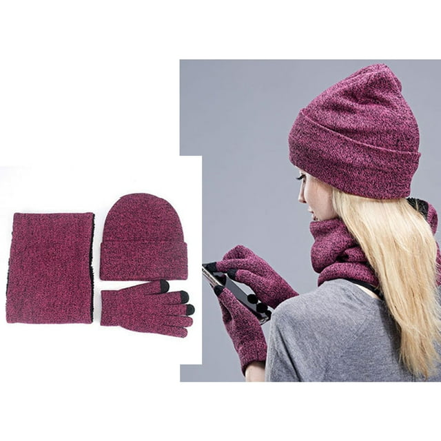Conjunto de gorro de punto Jadeshay 3 piezas gorro bufanda guantes invierno
