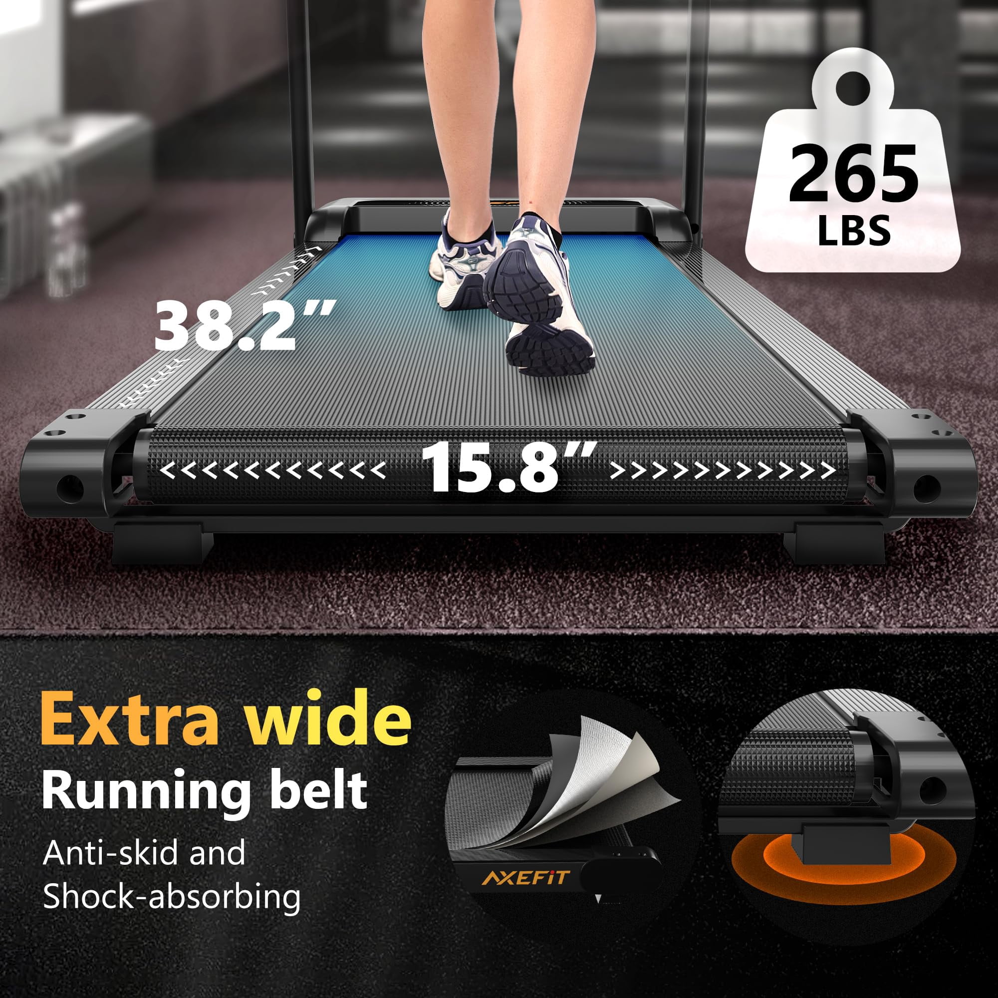 Primy Treadmill with Incline, Folding Treadmills for Home, 300LBS Capacity Portable Incline Treadmill, 2.5HP Low-Noise Treadmills LED Display for Walking Jogging Running, Running Machine