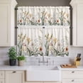 thumbnail image 4 of 3 Piece Kitchen Curtains and Valances Set Spring Summer Floral Cafe Curtains 36 Inch Length Farmhouse Botanical Leaves Valance & Tier Curtain for Living Room Bedroom Small Window 54"x18"+27"x36"*2, 4 of 6