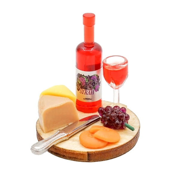 1/12 Scale Miniature Wine and Cheese Food Dollhouses Decoration Accessories Dollhouses Kitchen Miniature Scene Model