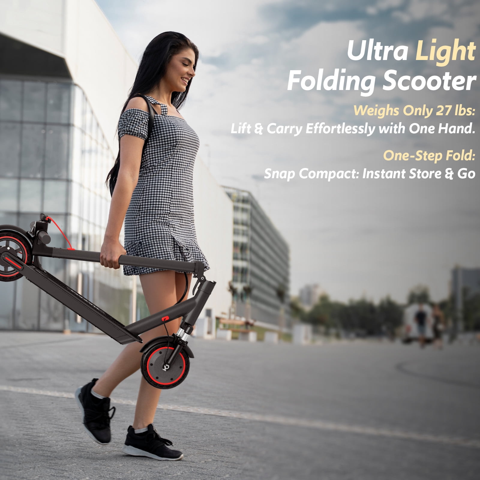 Electric Scooter for Adults, Up to 23 Miles & 22 MPH, 550W Motor, Front Suspension, Built-in Side Lights