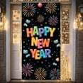 thumbnail image 3 of Colorful Letters Happy New Year Banner Firework Design New Year Display Star Pattern Festive Holiday Backdrop for New Year Party Indoor Decoration Family Gathering, 3 of 9