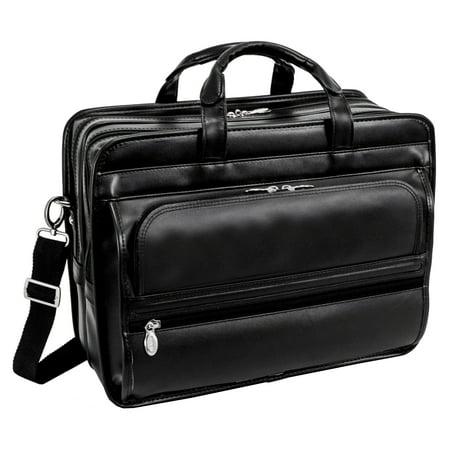 - McKlein ELSTON, Checkpoint-Friendly Double Compartment Laptop Briefcase, Top Grain Cowhide Leather, Black (86485)