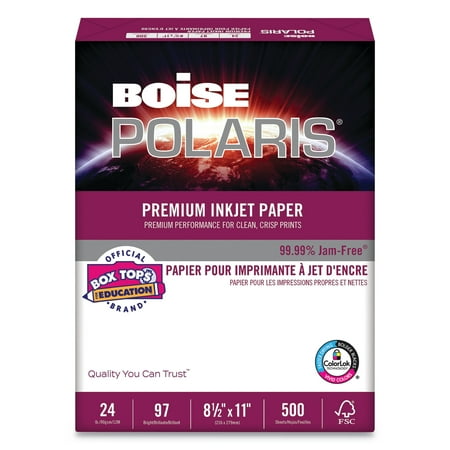 - Boise POLARIS Premium Inkjet Paper, 97 Bright, 24lb, 8 1/2 x 11, White -CASPP9624