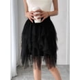 thumbnail image 5 of Women Tulle Skirts Midi Long Fairy Skirt Tutu A-Line Mesh Layered High Elastic Waist Skirts Black S, 5 of 7