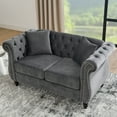 thumbnail image 3 of 58.8 Inch Chesterfield Sofa, Velvet Couch with Deep-Button Tufting, Modern Classic Design Sofa Quilted Upholstery, Furniture for Living Room, Office, Salon, Lounge, Grey, 3 of 7