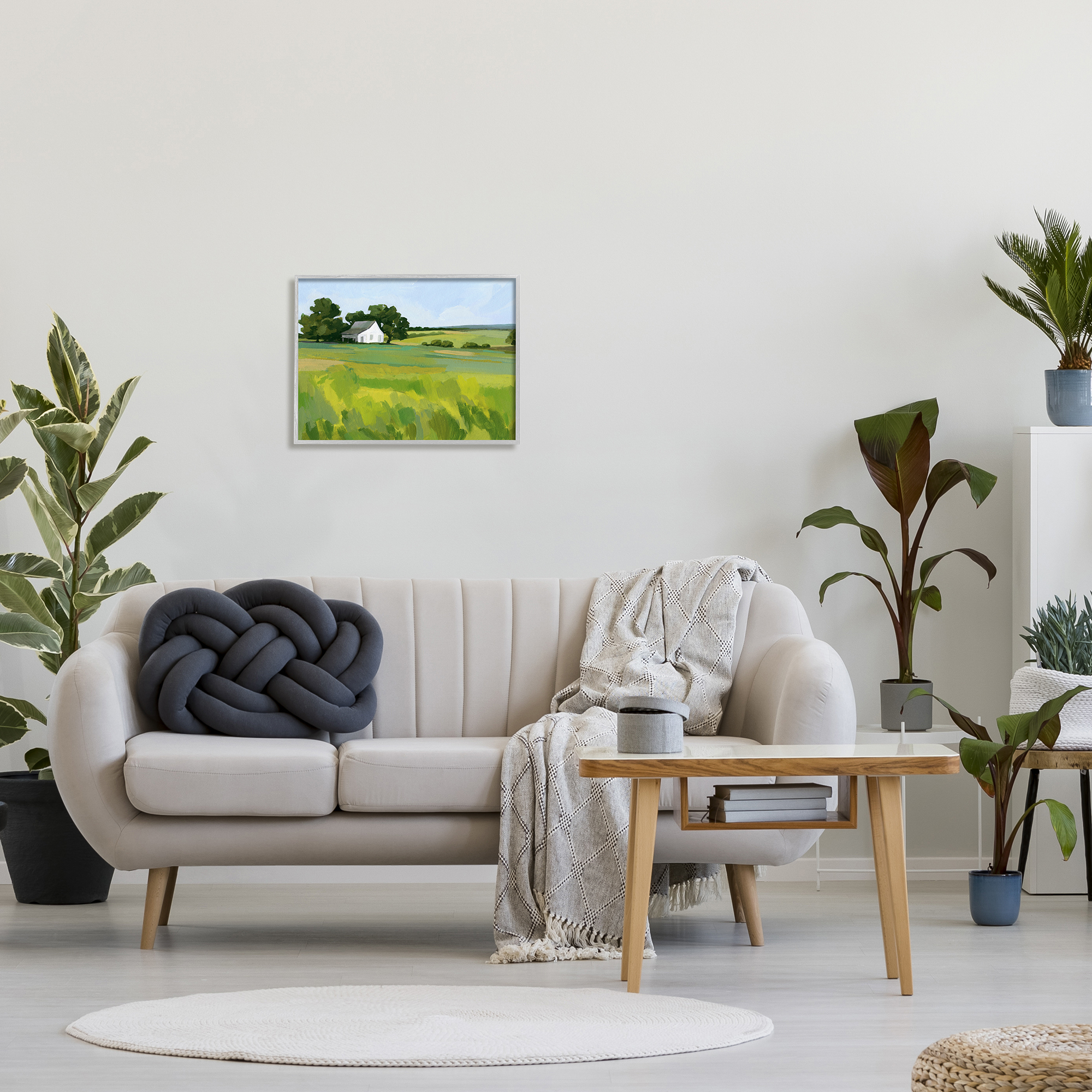 Stupell Rural Barn Abstract Scenery Landscape Painting Gray Framed Art Print Wall Art