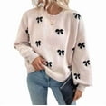 thumbnail image 2 of Women'S Y2K Print Sweater Crewneck Long Sleeve Drop Shoulder Knit Pullovers Sweaters Khaki L, 2 of 7