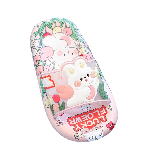 Xfvqtps Girls Lovely Rabbit Cartoon Slippers EVA Non Slip Summer Slippers Exposed Toe Slipper Children's New Baotou Sandals Boy Baby Soft Soles Outside To Wear Toddler Shoes Sandals Pink