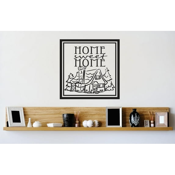 Vinyl Wall Decal Sticker : Home Sweet Home Image Quote Picture Art Peel & Stick Mural 16x16 Inches