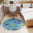 thumbnail image 4 of Janvonne Construction Vehicle Kids Area Rug - Truck & Car Print Carpet, Non-Slip Washable Play Mat for Nursery Playroom Bedroom,47in, 4 of 9