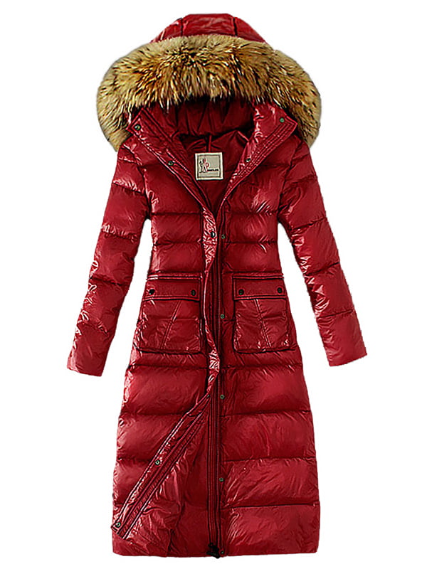 Wakaa Women's Winter Long Puffer Coats Maxi Warm Coat with Fur Trimmed ...